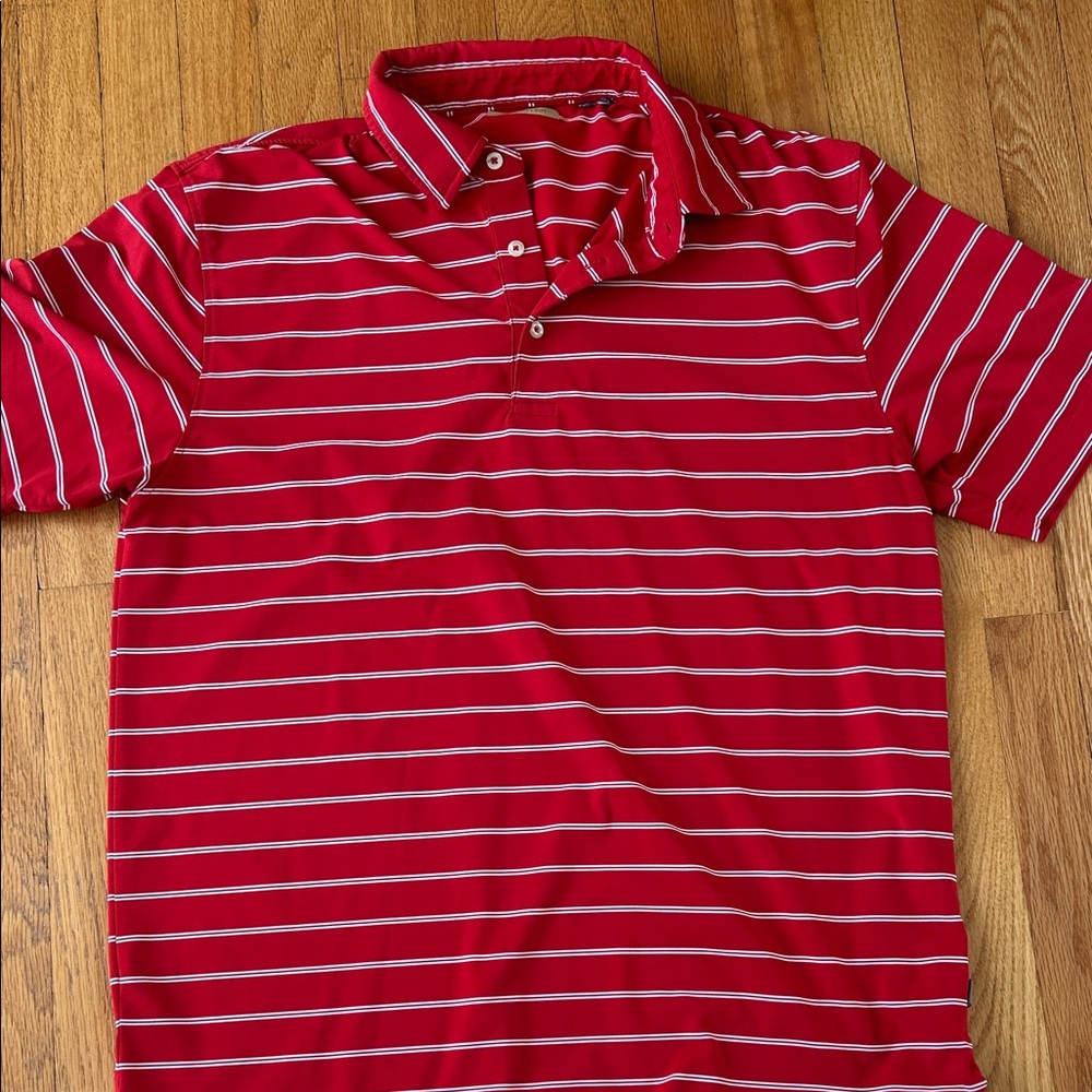 Men's Red Striped Polo Shirt